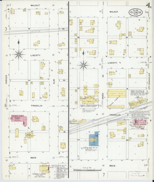 Sanborn Fire Insurance Map from Glencoe, Mcleod County, Minnesota (1908), Sheet #0004 - Historic Sanborn Fire Insurance Map Print, vintage old map wall art, antique decor, genealogy gift, Minnesota Minnesota map