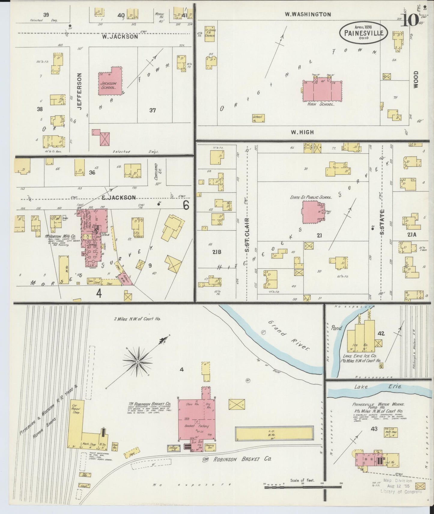 Sanborn Fire Insurance Map from Painesville, Lake County, Ohio (1898), Sheet #0010 - Complete Map Set gallery image, historic Sanborn map, vintage wall art, Ohio Ohio