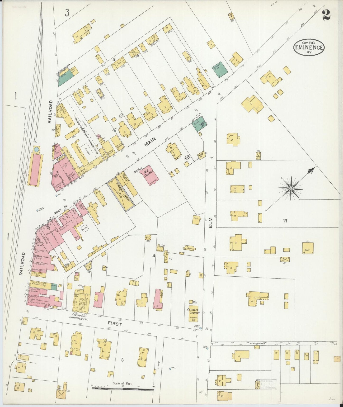 Sanborn Fire Insurance Map from Eminence, Henry County, Kentucky (1903), Sheet #0002 - Complete Map Set gallery image, historic Sanborn map, vintage wall art, Kentucky Kentucky