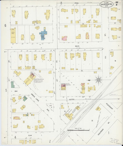 Sanborn Fire Insurance Map from Sauk Centre, Stearns County, Minnesota (1903), Sheet #0007 - Complete Map Set gallery image, historic Sanborn map, vintage wall art, Minnesota Minnesota