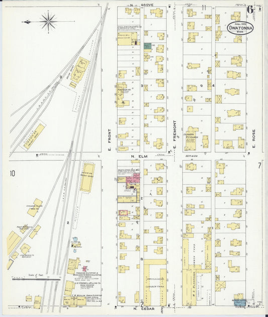 Sanborn Fire Insurance Map from Owatonna, Steele County, Minnesota (1909), Sheet #0006 - Historic Sanborn Fire Insurance Map Print, vintage old map wall art, antique decor, genealogy gift, Minnesota Minnesota map