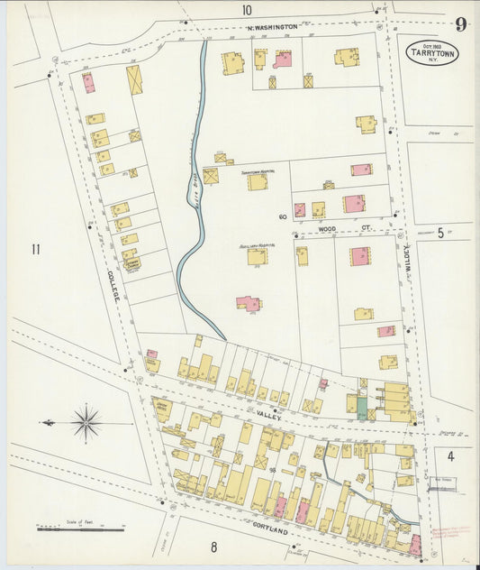 Sanborn Fire Insurance Map from Tarrytown, Westchester County, New York (1903), Sheet #0009 - Historic Sanborn Fire Insurance Map Print, vintage old map wall art, antique decor, genealogy gift, New York New York map