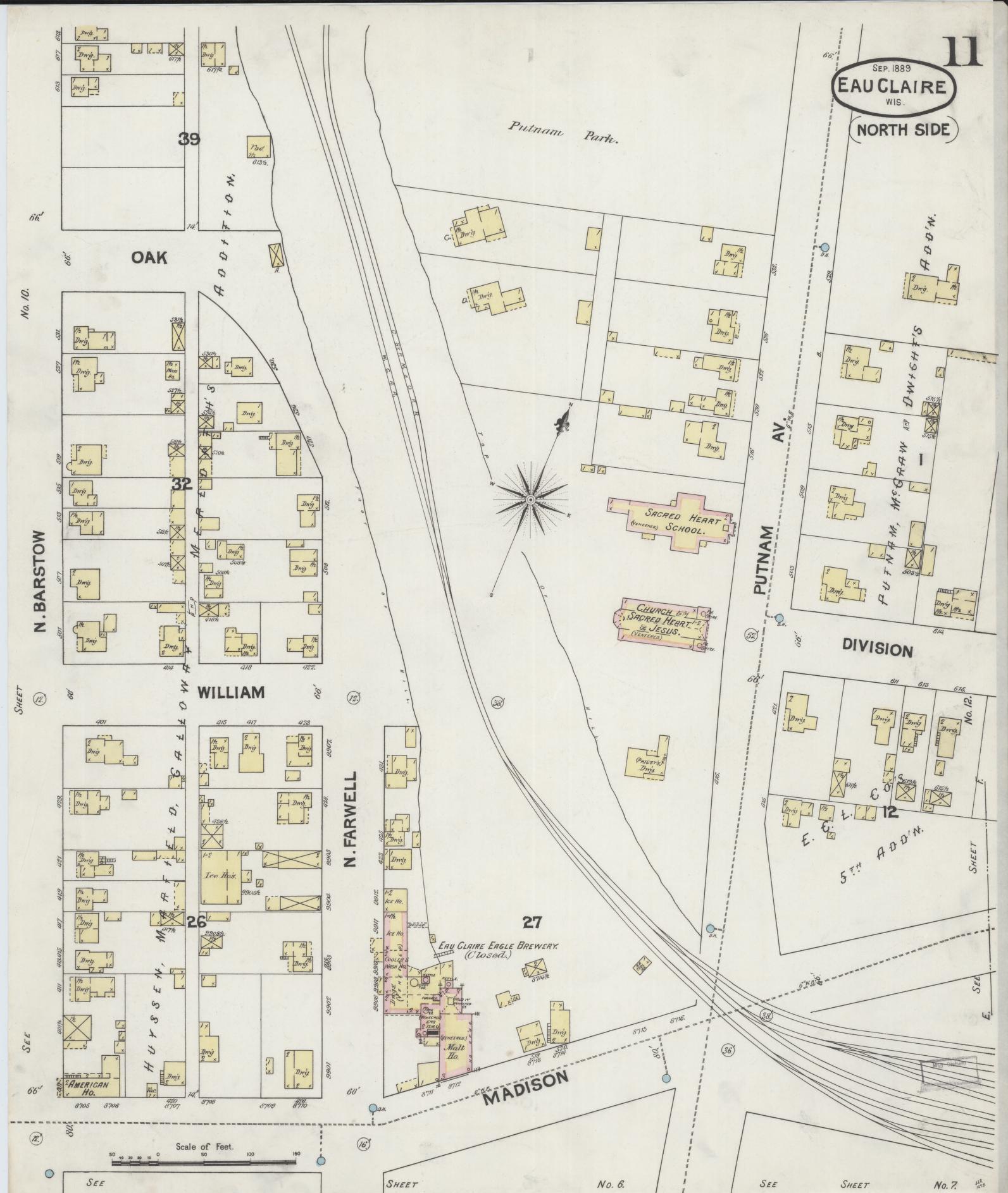 Sanborn Fire Insurance Map from Eau Claire, Eau Claire County, Wisconsin (1889), Sheet #0011 - Complete Map Set gallery image, historic Sanborn map, vintage wall art, Wisconsin Wisconsin
