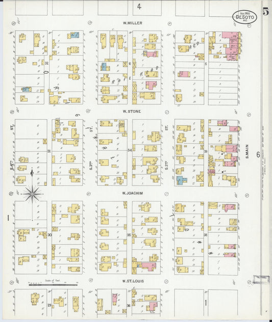 Sanborn Fire Insurance Map from De Soto, Jefferson County, Missouri (1900), Sheet #0005 - Historic Sanborn Fire Insurance Map Print, vintage old map wall art, antique decor, genealogy gift, Missouri Missouri map