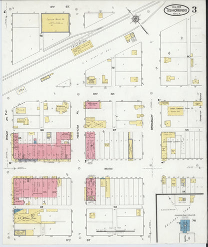 Sanborn Fire Insurance Map from Tishomingo, Johnston County, Oklahoma (1918), Sheet #0003 - Complete Map Set gallery image, historic Sanborn map, vintage wall art, Oklahoma Oklahoma
