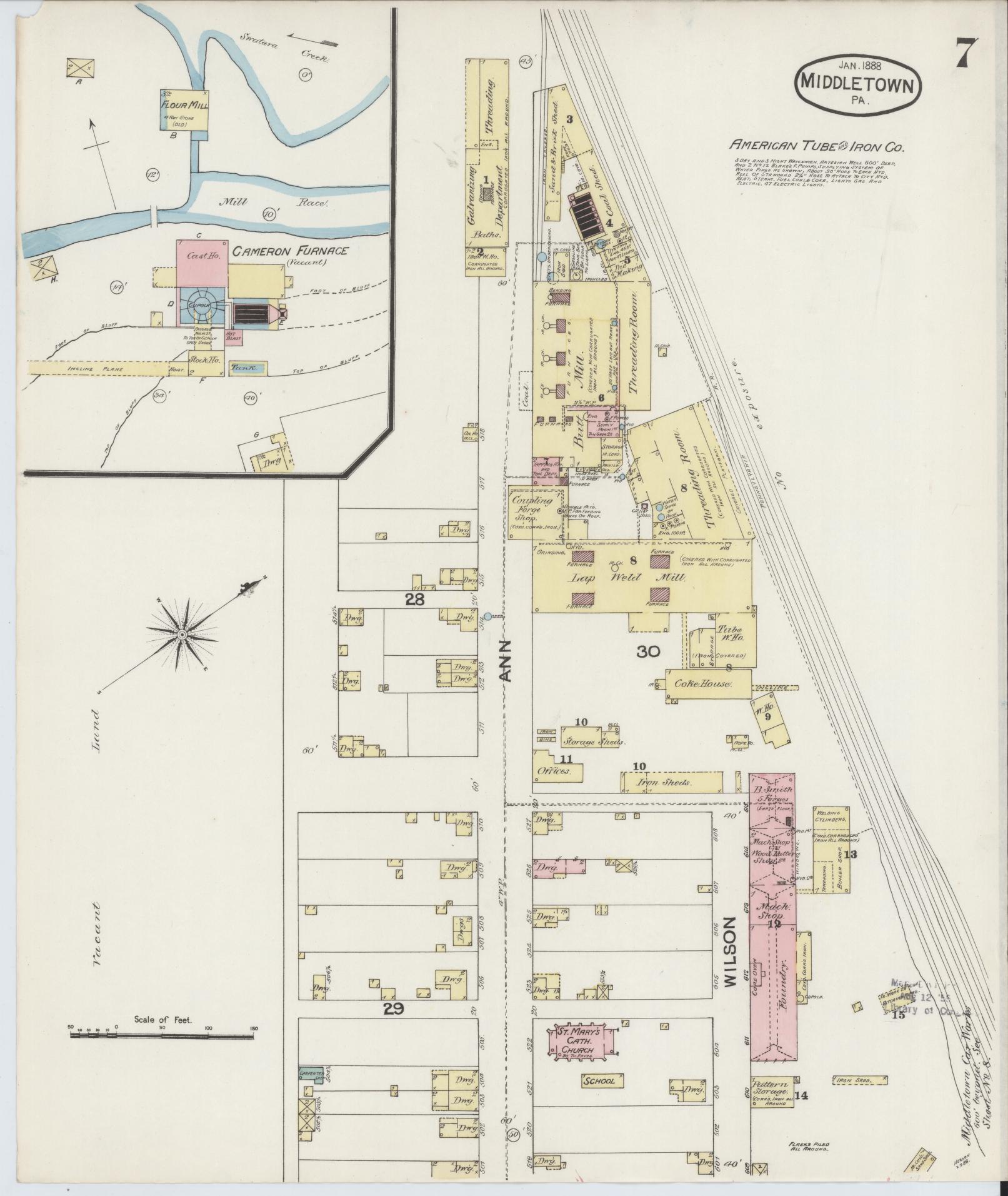 Sanborn Fire Insurance Map from Middletown, Dauphin County, Pennsylvania (1888), Sheet #0007 - Complete Map Set gallery image, historic Sanborn map, vintage wall art, Pennsylvania Pennsylvania