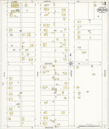 Sanborn Fire Insurance Map from Redlands, San Bernardino County, California (1908), Sheet #0003 - Complete Map Set gallery image, historic Sanborn map, vintage wall art, California California