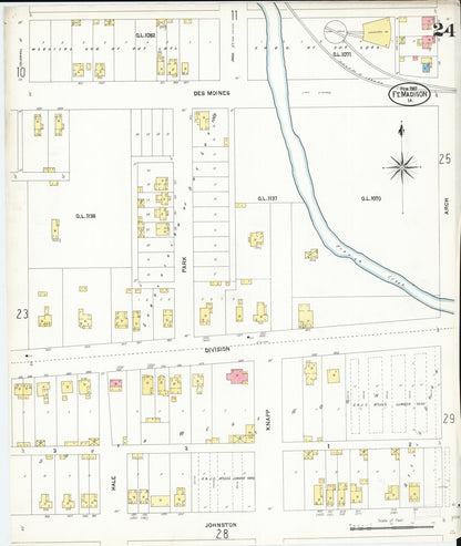 Sanborn Fire Insurance Map from Fort Madison, Lee County, Iowa (1907), Sheet #0024 - Historic Sanborn Fire Insurance Map Print