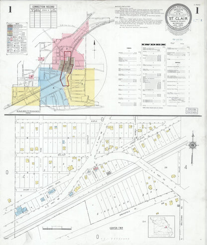 Sanborn Fire Insurance Map from Saint Clair, Franklin County, Missouri (1950), Sheet #0001 - Complete Map Set gallery image, historic Sanborn map, vintage wall art, Missouri Missouri