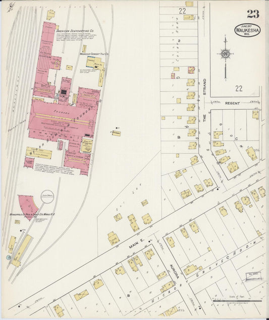 Sanborn Fire Insurance Map from Waukesha, Waukesha County, Wisconsin (1917), Sheet #0023 - Historic Sanborn Fire Insurance Map Print, vintage old map wall art, antique decor, genealogy gift, Wisconsin Wisconsin map