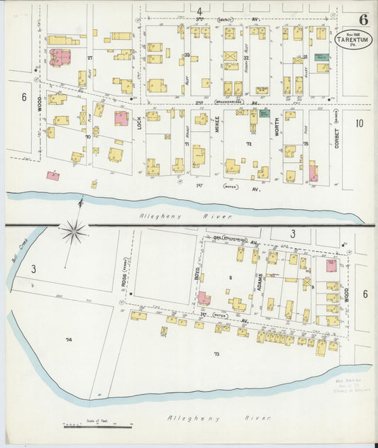 Sanborn Fire Insurance Map from Tarentum, Allegheny County, Pennsylvania (1902), Sheet #0006 - Historic Sanborn Fire Insurance Map Print, vintage old map wall art, antique decor, genealogy gift, Pennsylvania Pennsylvania map