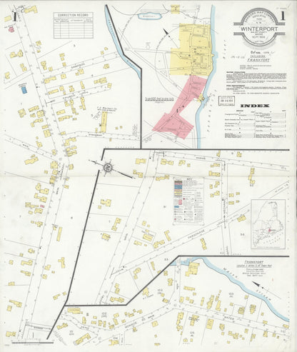 Sanborn Fire Insurance Map from Winterport, Waldo County, Maine (1933), Sheet #0001 - Complete Map Set gallery image, historic Sanborn map, vintage wall art, Maine Maine