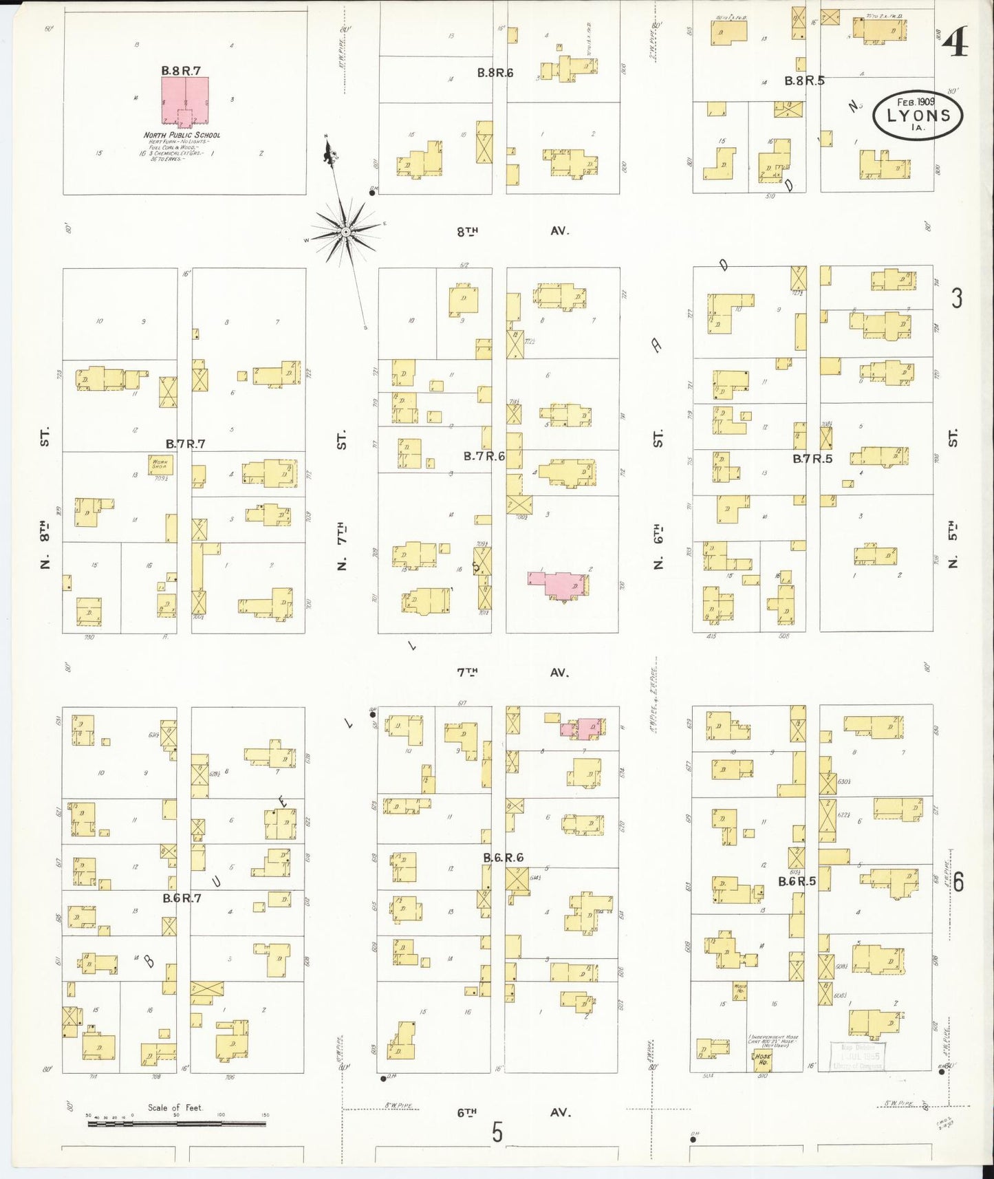 Sanborn Fire Insurance Map from Lyons, Clinton County, Iowa (1909), Sheet #0004 - Historic Sanborn Fire Insurance Map Print