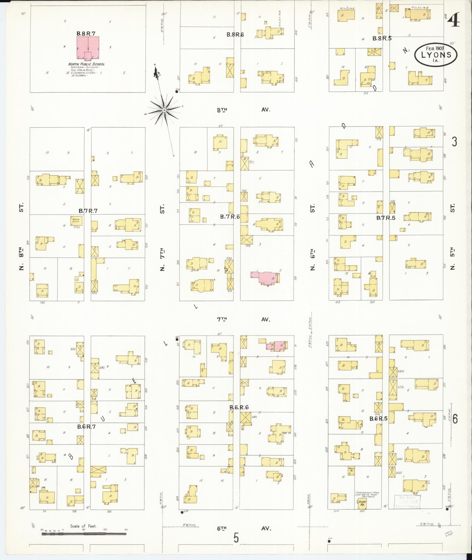 Sanborn Fire Insurance Map from Lyons, Clinton County, Iowa (1909), Sheet #0004 - Historic Sanborn Fire Insurance Map Print
