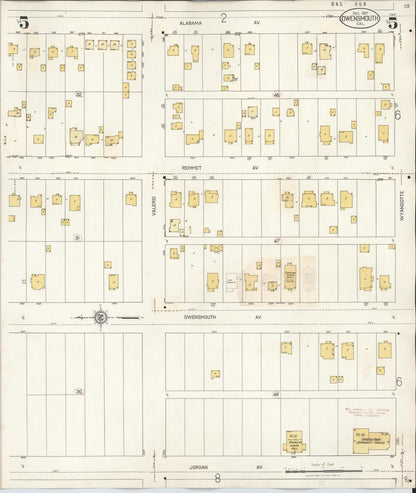 Sanborn Fire Insurance Map from Canoga Park, Los Angeles County, California (1932), Sheet #0005 - Historic Sanborn Fire Insurance Map Print, vintage old map wall art, antique decor, genealogy gift, California California map
