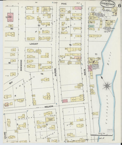 Sanborn Fire Insurance Map from Cheboygan, Cheboygan County, Michigan (1890), Sheet #0006 - Historic Sanborn Fire Insurance Map Print, vintage old map wall art, antique decor, genealogy gift, Michigan Michigan map