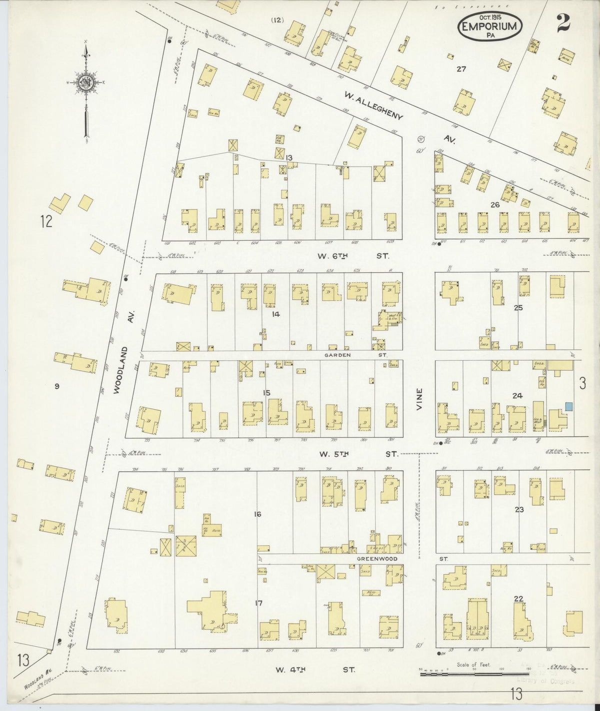 Sanborn Fire Insurance Map from Emporium, Cameron County, Pennsylvania (1915), Sheet #0002 - Complete Map Set gallery image, historic Sanborn map, vintage wall art, Pennsylvania Pennsylvania