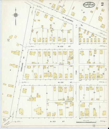Sanborn Fire Insurance Map from Emporium, Cameron County, Pennsylvania (1915), Sheet #0002 - Complete Map Set gallery image, historic Sanborn map, vintage wall art, Pennsylvania Pennsylvania