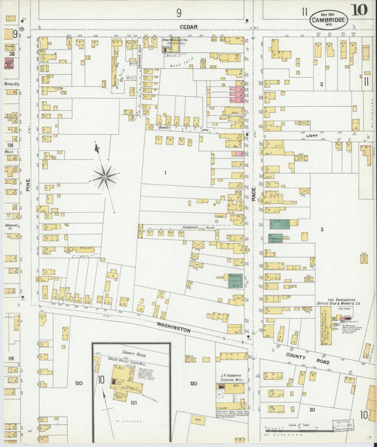 Dorchester, Maryland - 1901 - Sanborn Fire Insurance Map, Sheet #0010 - Historic Sanborn Fire Insurance Map Print, Dorchester Maryland 1901 0010 vintage old map wall art