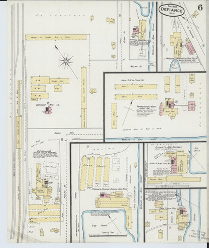 Sanborn Fire Insurance Map from Defiance, Defiance County, Ohio (1888), Sheet #0006 - Historic Sanborn Fire Insurance Map Print, vintage old map wall art, antique decor, genealogy gift, Ohio Ohio map