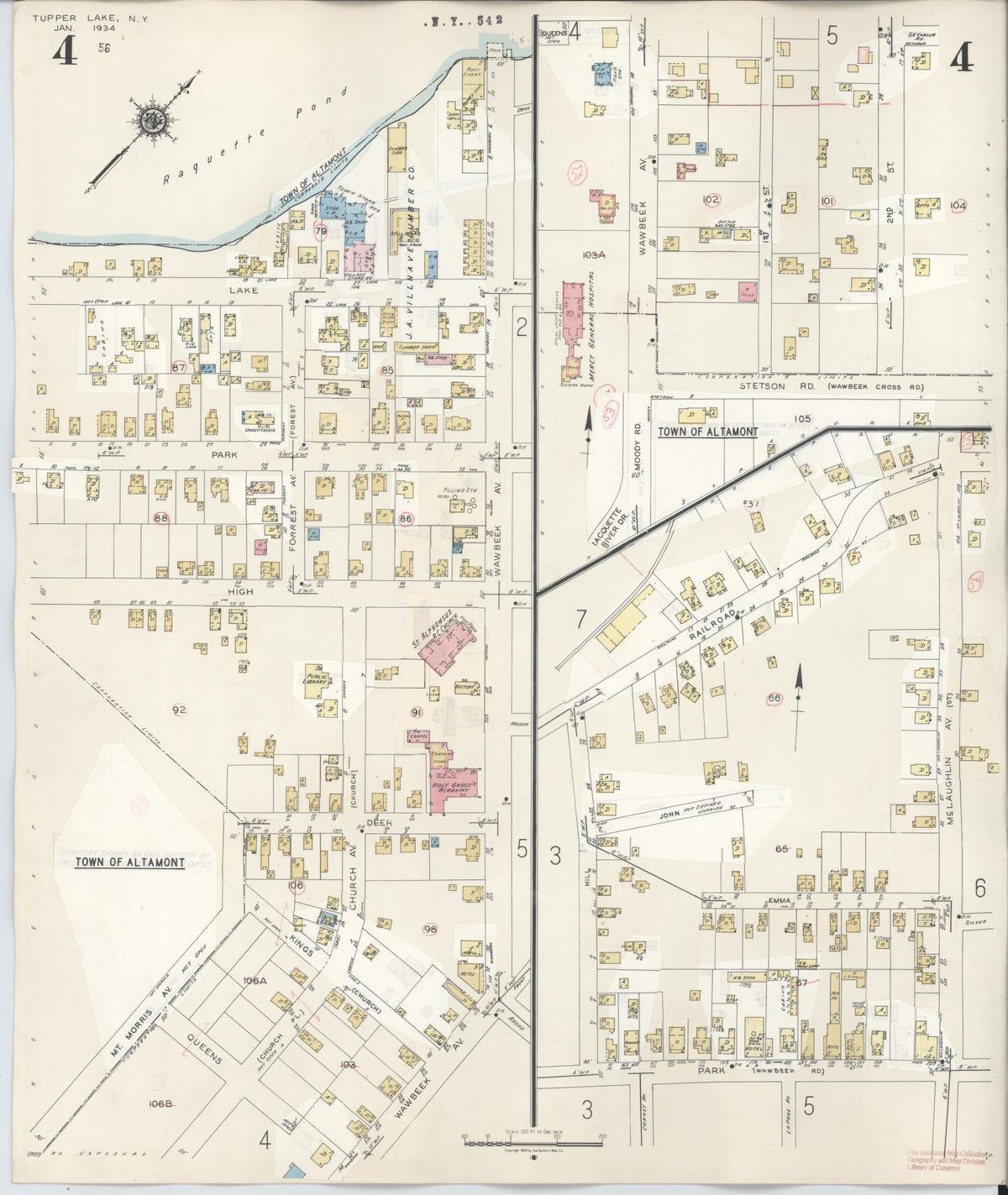 Sanborn Fire Insurance Map from Tupper Lake, Franklin County, New York (1950), Sheet #0004 - Complete Map Set gallery image, historic Sanborn map, vintage wall art, New York New York