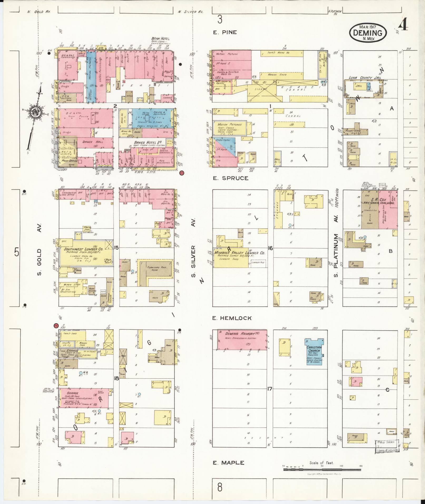 Sanborn Fire Insurance Map from Deming, Luna County, New Mexico (1917), Sheet #0004 - Complete Map Set gallery image, historic Sanborn map, vintage wall art, New Mexico New Mexico