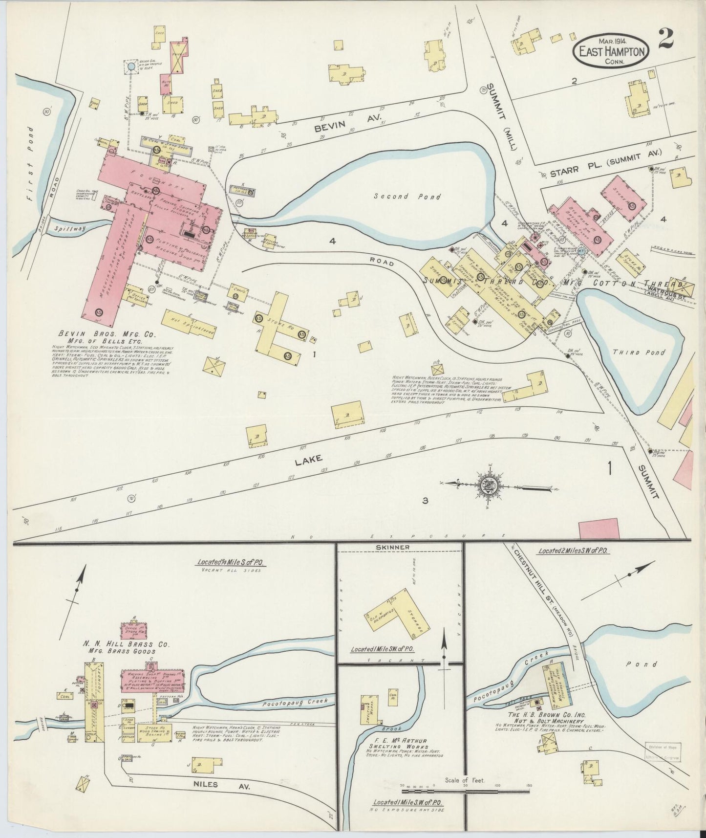 Sanborn Fire Insurance Map from East Hampton, Middlesex County, Connecticut (1914), Sheet #0002 - Historic Sanborn Fire Insurance Map Print, vintage old map wall art, antique decor, genealogy gift, Connecticut Connecticut map