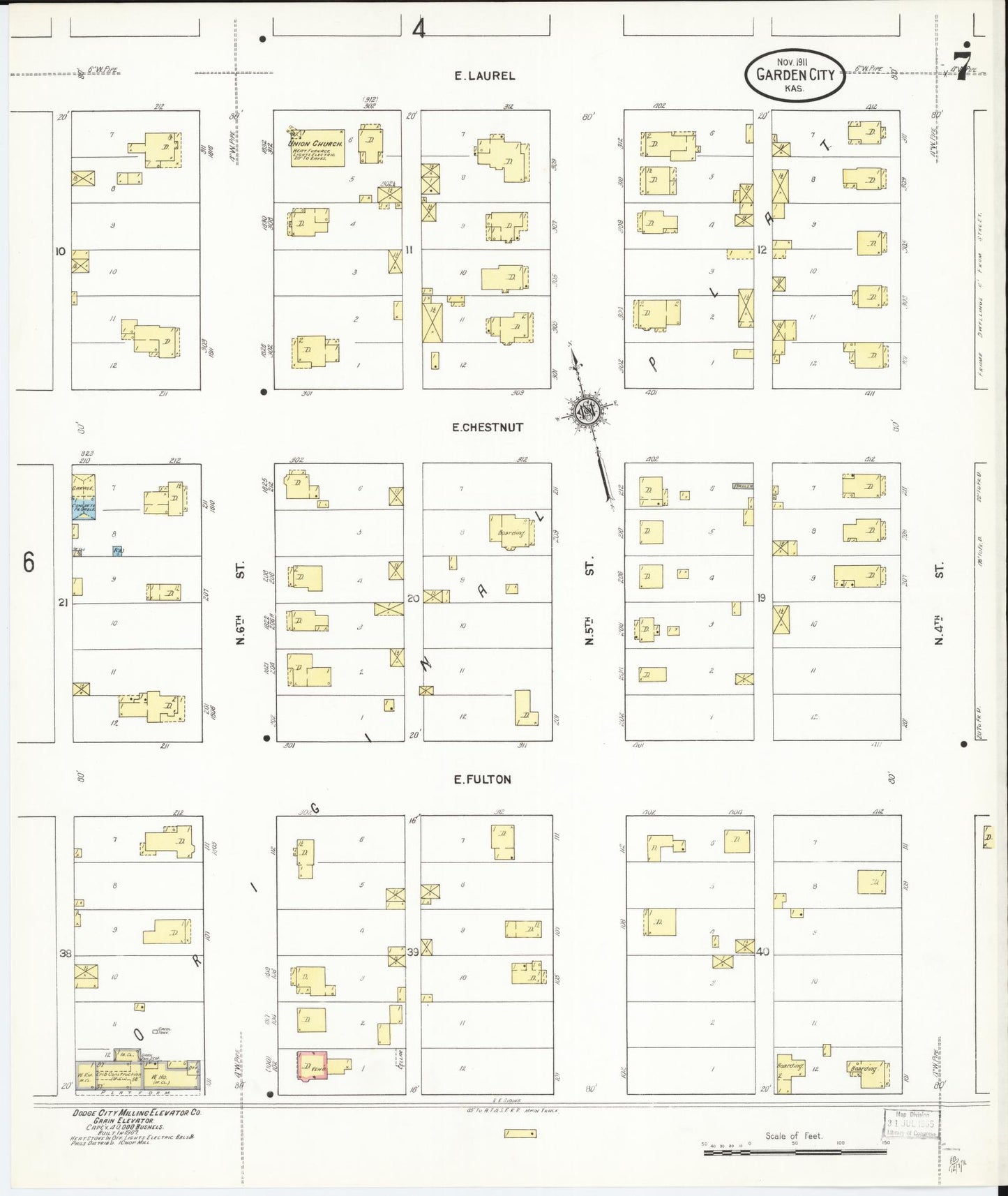 Sanborn Fire Insurance Map from Garden City, Finney County, Kansas (1911), Sheet #0007 - Complete Map Set gallery image, historic Sanborn map, vintage wall art, Kansas Kansas
