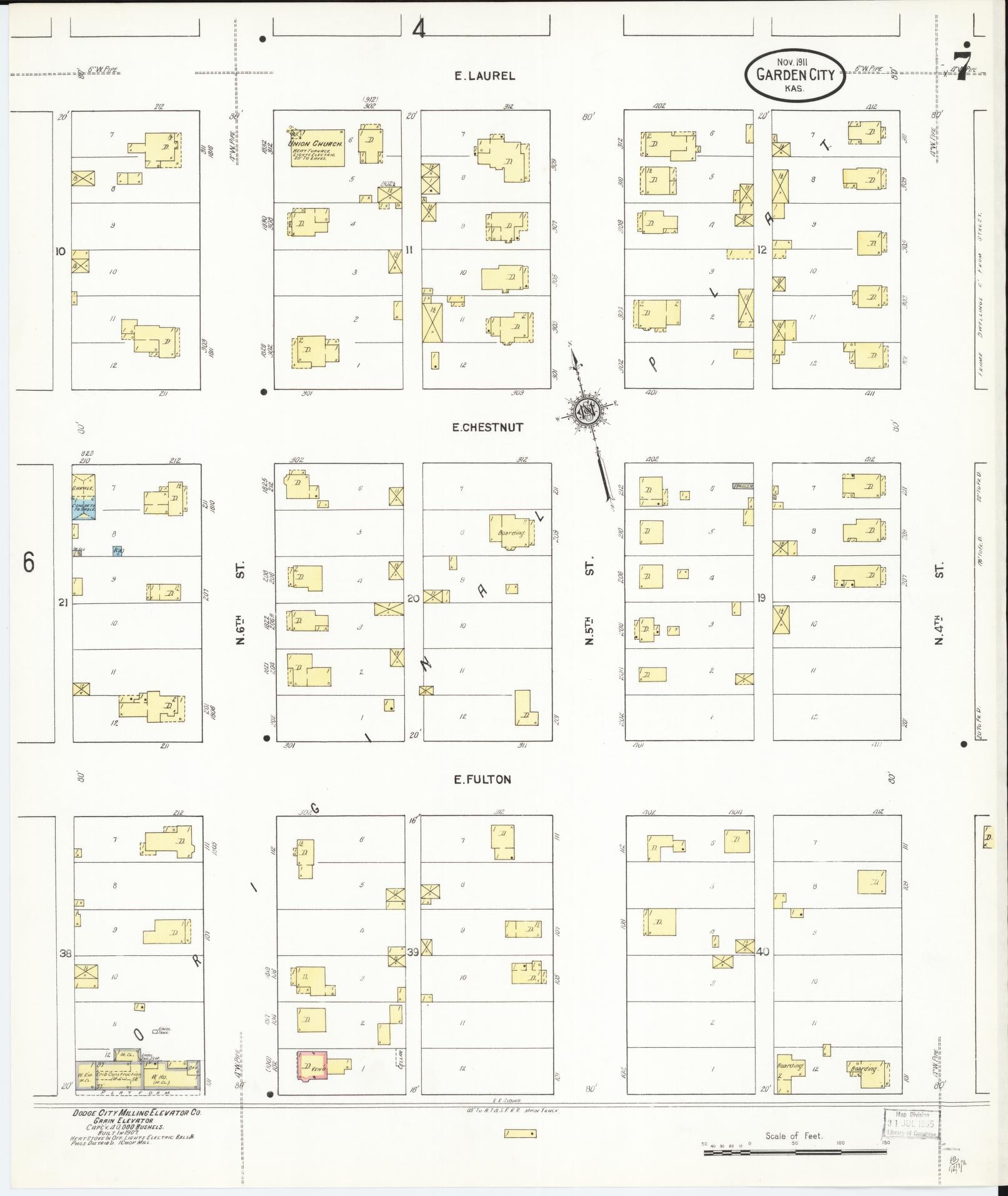 Sanborn Fire Insurance Map from Garden City, Finney County, Kansas (1911), Sheet #0007 - Complete Map Set gallery image, historic Sanborn map, vintage wall art, Kansas Kansas