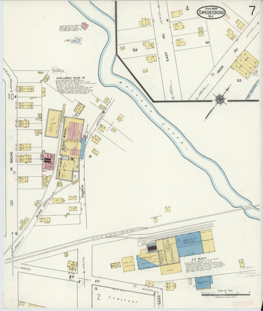 Sanborn Fire Insurance Map from Swedesboro, Gloucester County, New Jersey (1920), Sheet #0007 - Historic Sanborn Fire Insurance Map Print, vintage old map wall art, antique decor, genealogy gift, New Jersey New Jersey map