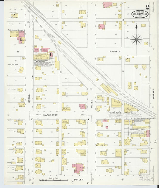 Sanborn Fire Insurance Map from Loudonville, Ashland County, Ohio (1907), Sheet #0002 - Historic Sanborn Fire Insurance Map Print, vintage old map wall art, antique decor, genealogy gift, Ohio Ohio map