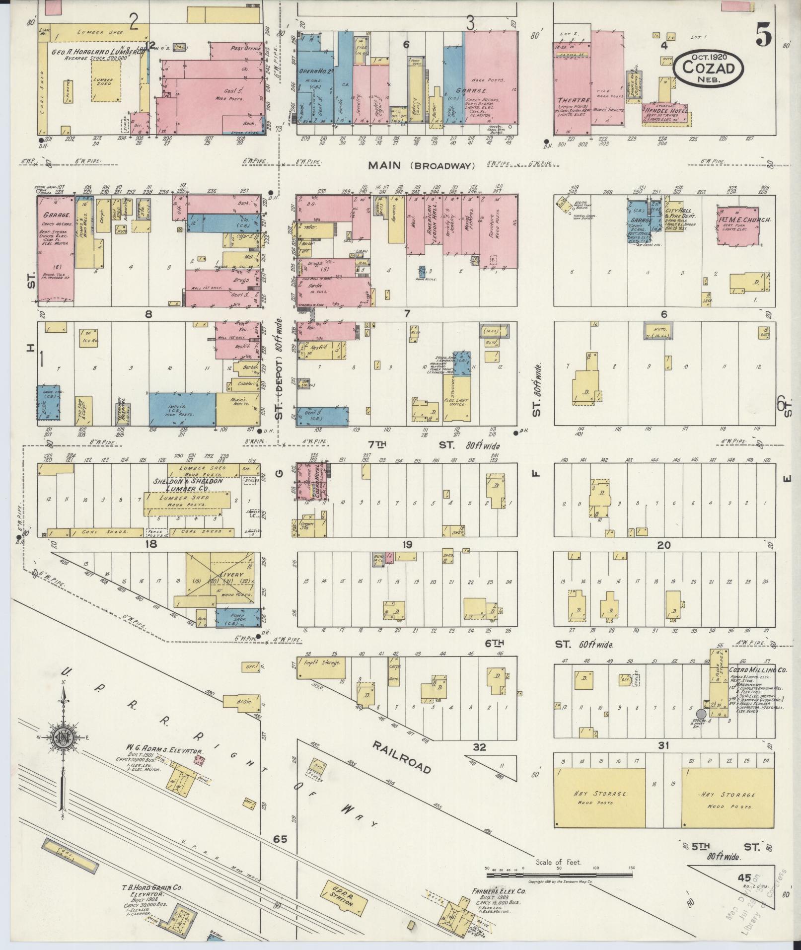 Sanborn Fire Insurance Map from Cozad, Dawson County, Nebraska (1920), Sheet #0005 - Complete Map Set gallery image, historic Sanborn map, vintage wall art, Nebraska Nebraska