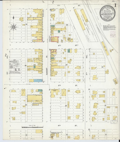 Sanborn Fire Insurance Map from Woonsocket, Sanborn County, South Dakota (1903), Sheet #0001 - Complete Map Set gallery image, historic Sanborn map, vintage wall art, South Dakota South Dakota