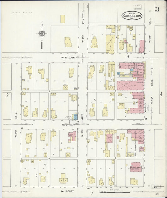 Sanborn Fire Insurance Map from Carrollton, Greene County, Illinois (1914), Sheet #0003 - Historic Sanborn Fire Insurance Map Print, vintage old map wall art, antique decor, genealogy gift, Illinois Illinois map