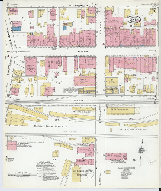 Sanborn Fire Insurance Map from Ionia, Ionia County, Michigan (1920), Sheet #0007 - Historic Sanborn Fire Insurance Map Print, vintage old map wall art, antique decor, genealogy gift, Michigan Michigan map