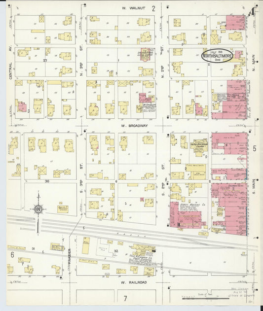 Sanborn Fire Insurance Map from North Baltimore, Wood County, Ohio (1913), Sheet #0004 - Historic Sanborn Fire Insurance Map Print, vintage old map wall art, antique decor, genealogy gift, Ohio Ohio map