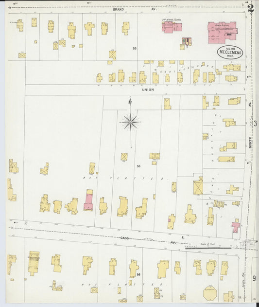 Sanborn Fire Insurance Map from Mount Clemens, Macomb County, Michigan (1903), Sheet #0002 - Historic Sanborn Fire Insurance Map Print, vintage old map wall art, antique decor, genealogy gift, Michigan Michigan map