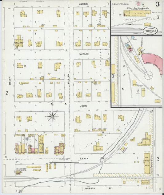 Sanborn Fire Insurance Map from Forrest, Livingston County, Illinois (1899), Sheet #0003 - Historic Sanborn Fire Insurance Map Print, vintage old map wall art, antique decor, genealogy gift, Illinois Illinois map