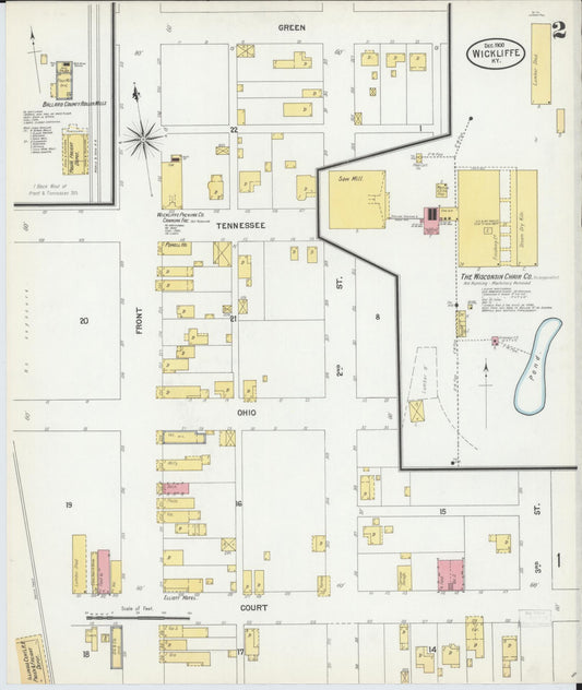 Sanborn Fire Insurance Map from Wickliffe, Ballard County, Kentucky (1900), Sheet #0002 - Historic Sanborn Fire Insurance Map Print, vintage old map wall art, antique decor, genealogy gift, Kentucky Kentucky map