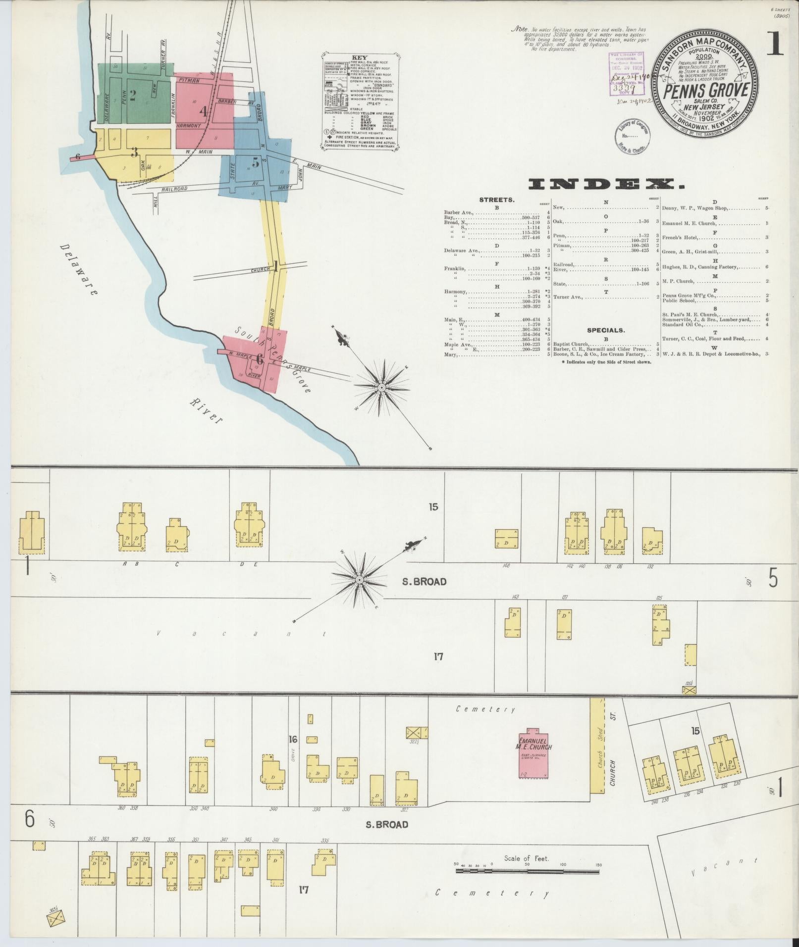 Sanborn Fire Insurance Map from Penns Grove, Salem County, New Jersey. (1902) – Historic Sanborn Fire Insurance Map Print