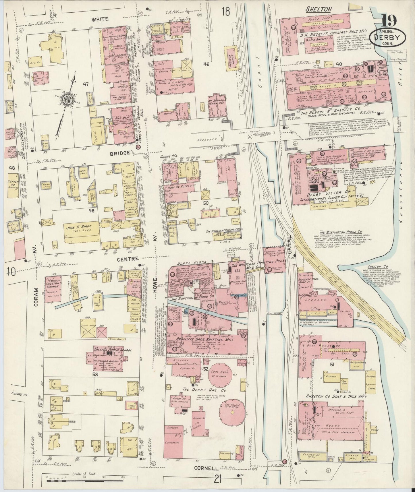 Sanborn Fire Insurance Map from Derby, New Haven County, Connecticut (1912), Sheet #0019 - Complete Map Set gallery image, historic Sanborn map, vintage wall art, Connecticut Connecticut