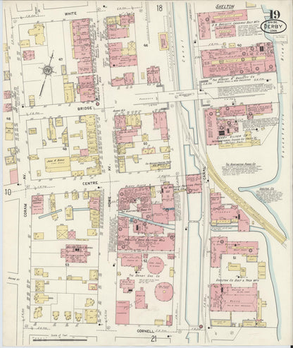 Sanborn Fire Insurance Map from Derby, New Haven County, Connecticut (1912), Sheet #0019 - Complete Map Set gallery image, historic Sanborn map, vintage wall art, Connecticut Connecticut