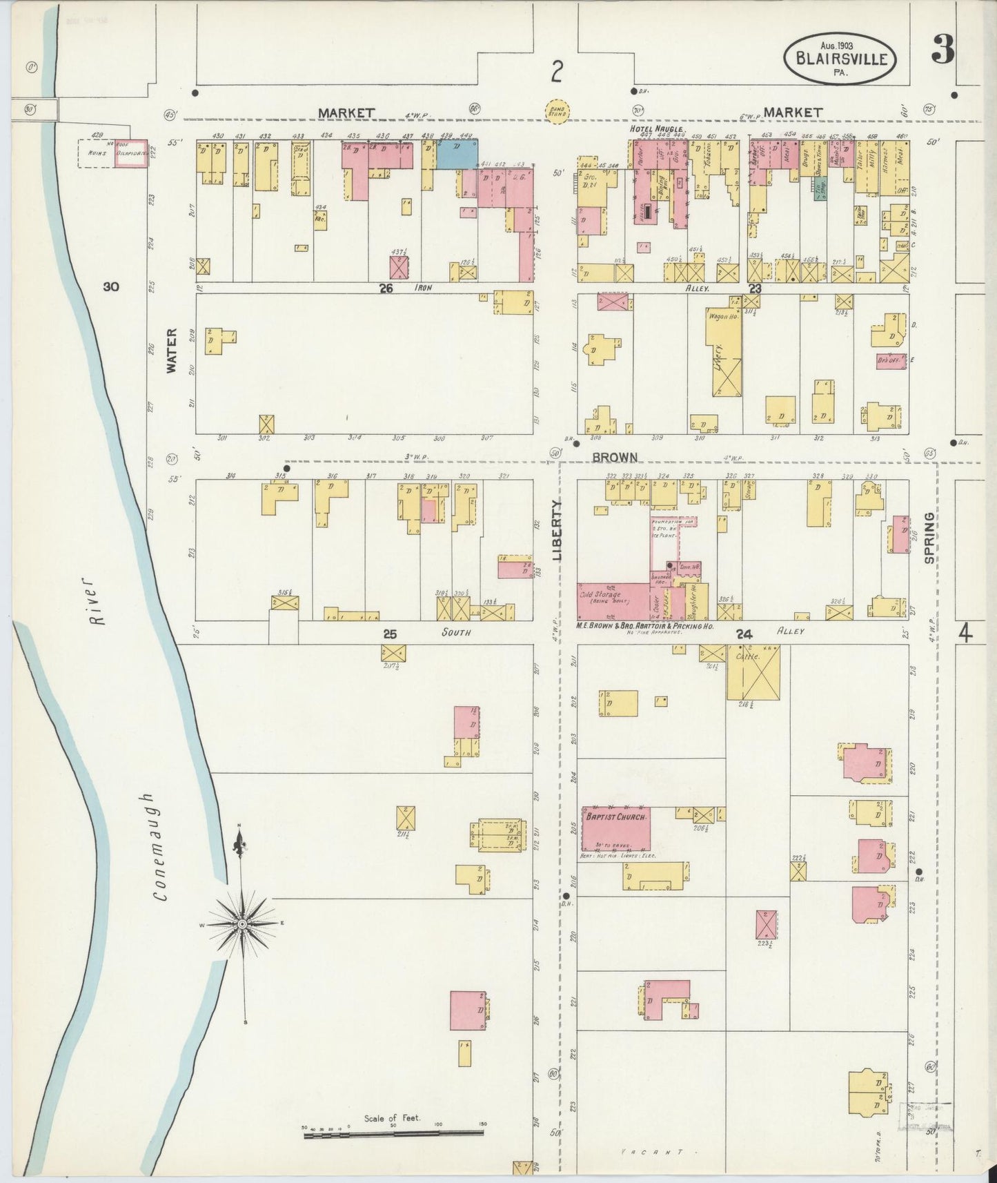 Sanborn Fire Insurance Map from Blairsville, Indiana County, Pennsylvania (1903), Sheet #0003 - Historic Sanborn Fire Insurance Map Print, vintage old map wall art, antique decor, genealogy gift, Blairsville Indiana map