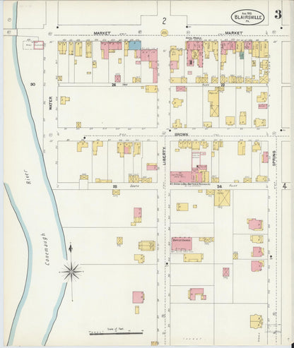 Sanborn Fire Insurance Map from Blairsville, Indiana County, Pennsylvania (1903), Sheet #0003 - Historic Sanborn Fire Insurance Map Print, vintage old map wall art, antique decor, genealogy gift, Blairsville Indiana map