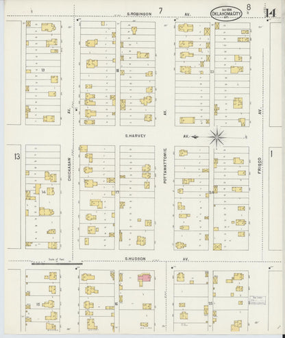 Sanborn Fire Insurance Map from Oklahoma City, Oklahoma County, Oklahoma (1898), Sheet #0014 - Complete Map Set gallery image, historic Sanborn map, vintage wall art, Oklahoma City Oklahoma