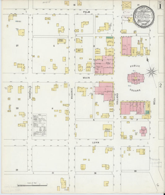 Sanborn Fire Insurance Map from Bellville, Austin County, Texas (1896), Sheet #0001 - Complete Map Set gallery image, historic Sanborn map, vintage wall art, Texas Texas