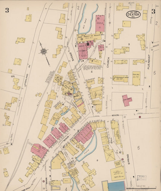Sanborn Fire Insurance Map from Dexter, Penobscot County, Maine (1922), Sheet #0003 - Historic Sanborn Fire Insurance Map Print, vintage old map wall art, antique decor, genealogy gift, Maine Maine map