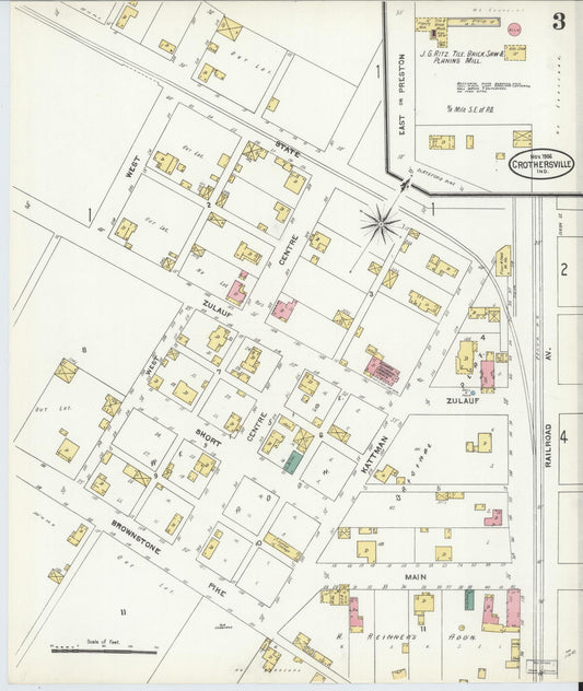 Sanborn Fire Insurance Map from Crothersville, Jackson County, Indiana (1906), Sheet #0003 - Historic Sanborn Fire Insurance Map Print, vintage old map wall art, antique decor, genealogy gift, Indiana Indiana map