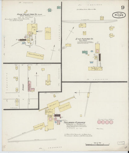 Sanborn Fire Insurance Map from Rome, Floyd County, Georgia (1888), Sheet #0009 - Complete Map Set gallery image, historic Sanborn map, vintage wall art, Georgia Georgia