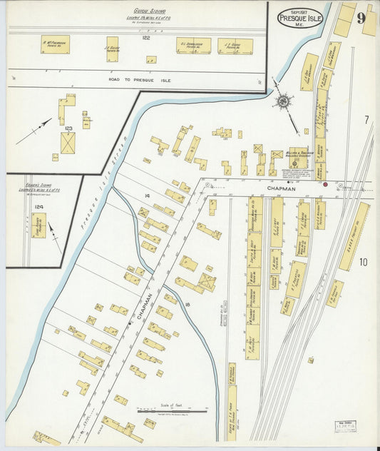 Sanborn Fire Insurance Map from Presque Isle, Aroostook County, Maine (1917), Sheet #0009 - Historic Sanborn Fire Insurance Map Print, vintage old map wall art, antique decor, genealogy gift, Maine Maine map